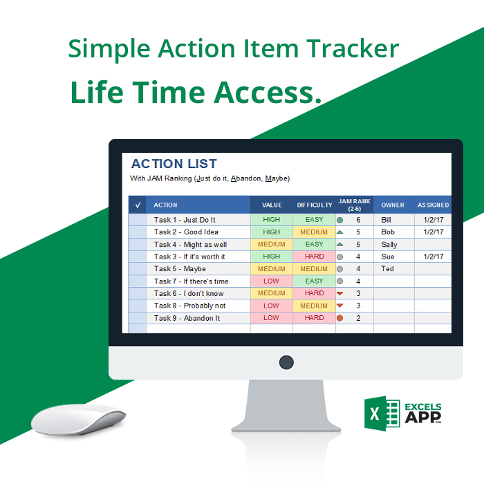 Simple Action Item Tracker Excels App