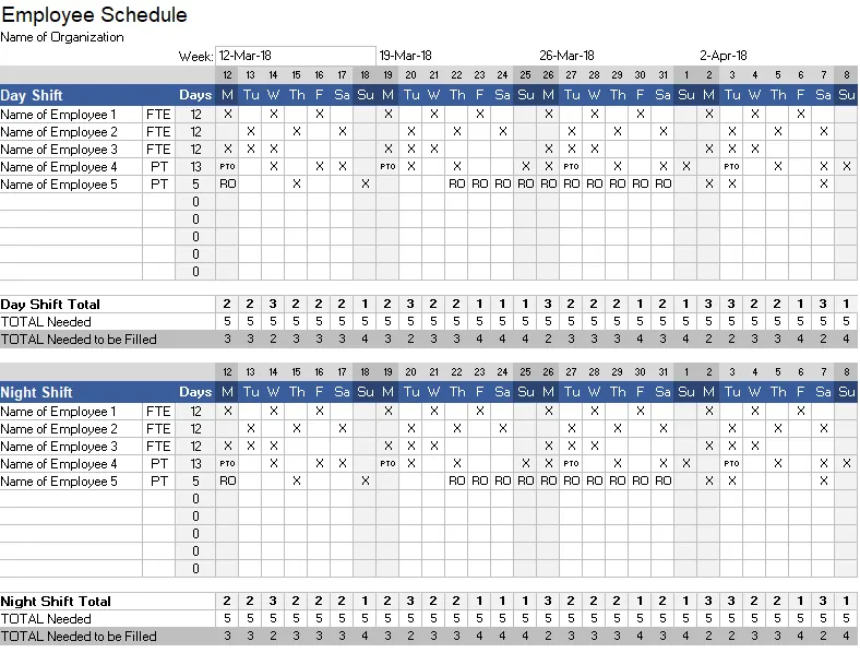 Employee Schedule Template Excels App Employee Schedule Template Excels App
