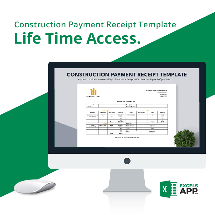 Construction Payment Receipt Template Excels App Construction Payment Receipt Template Excels App