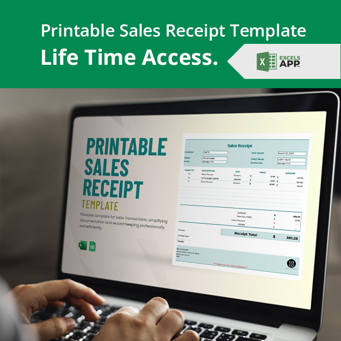 Printable sales receipt template excels app