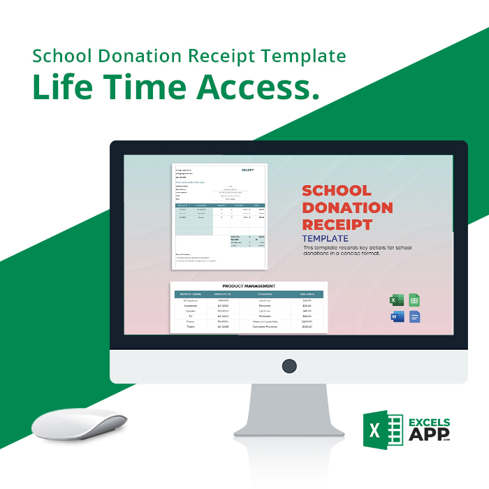 School Donation Receipt Template Excels App